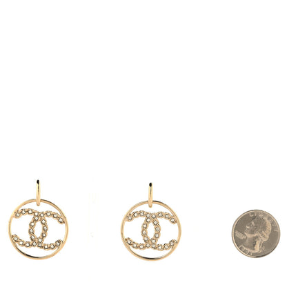 Chanel Baguette Crystal High Society CC Drop Earrings Gold