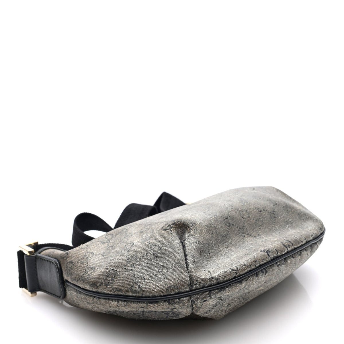 Gucci Lurex Monogram Medium Half Moon Hobo Black