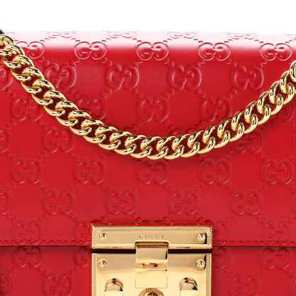 Gucci Guccissima Medium Padlock Shoulder Bag Hibiscus Red 1980302