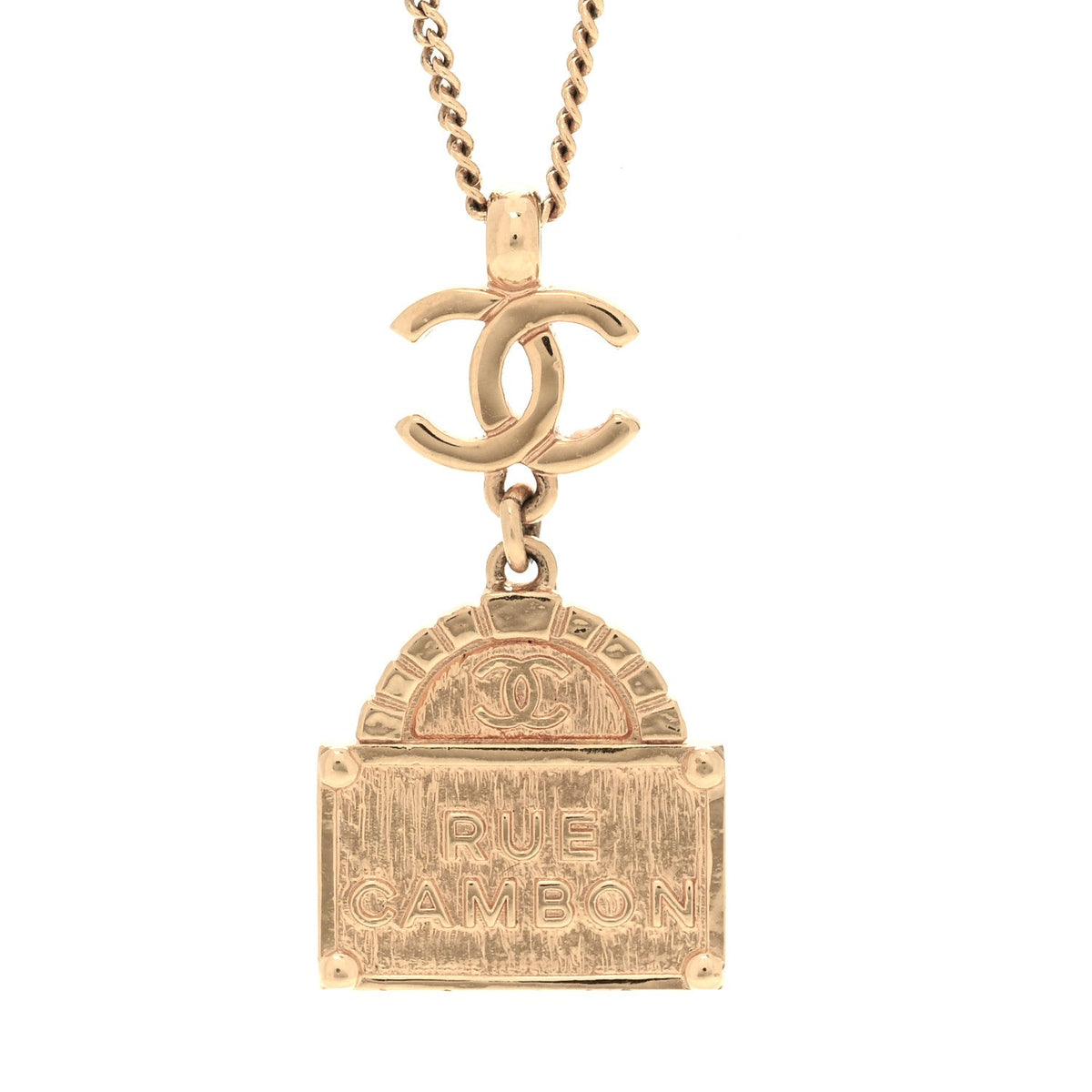 Chanel Metal CC Rue Cambon Necklace Gold