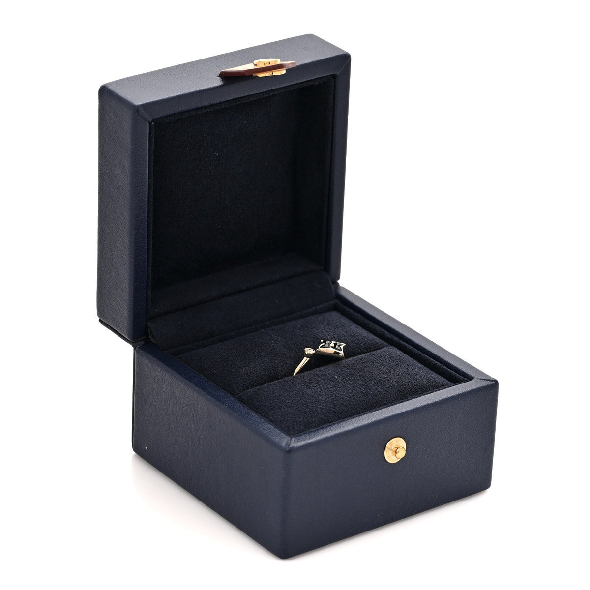 Louis Vuitton 18K Yellow Gold Diamond Onyx Blossom Ring 54 7