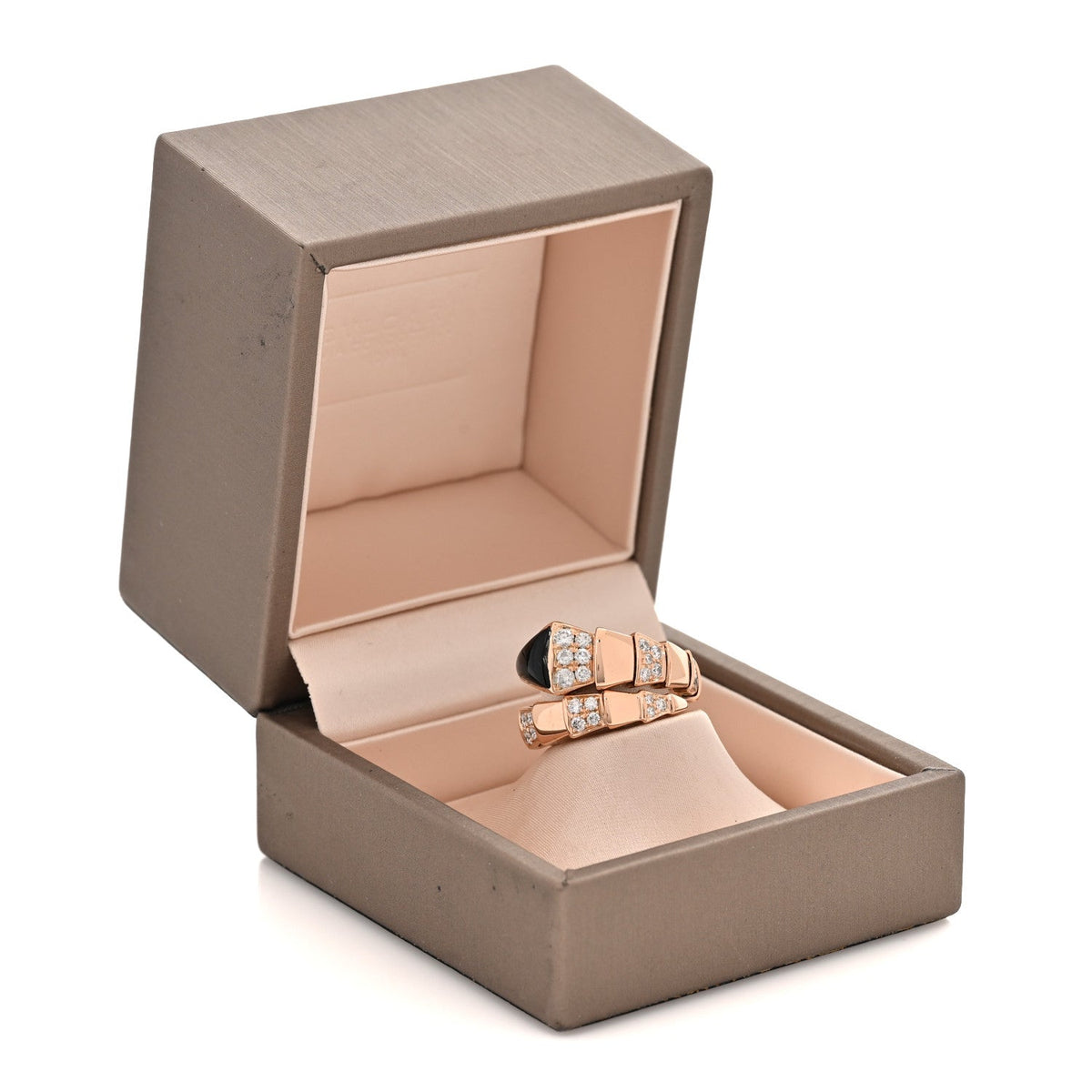 Bulgari 18K Rose Gold Diamond Black Onyx Serpenti Viper Ring M