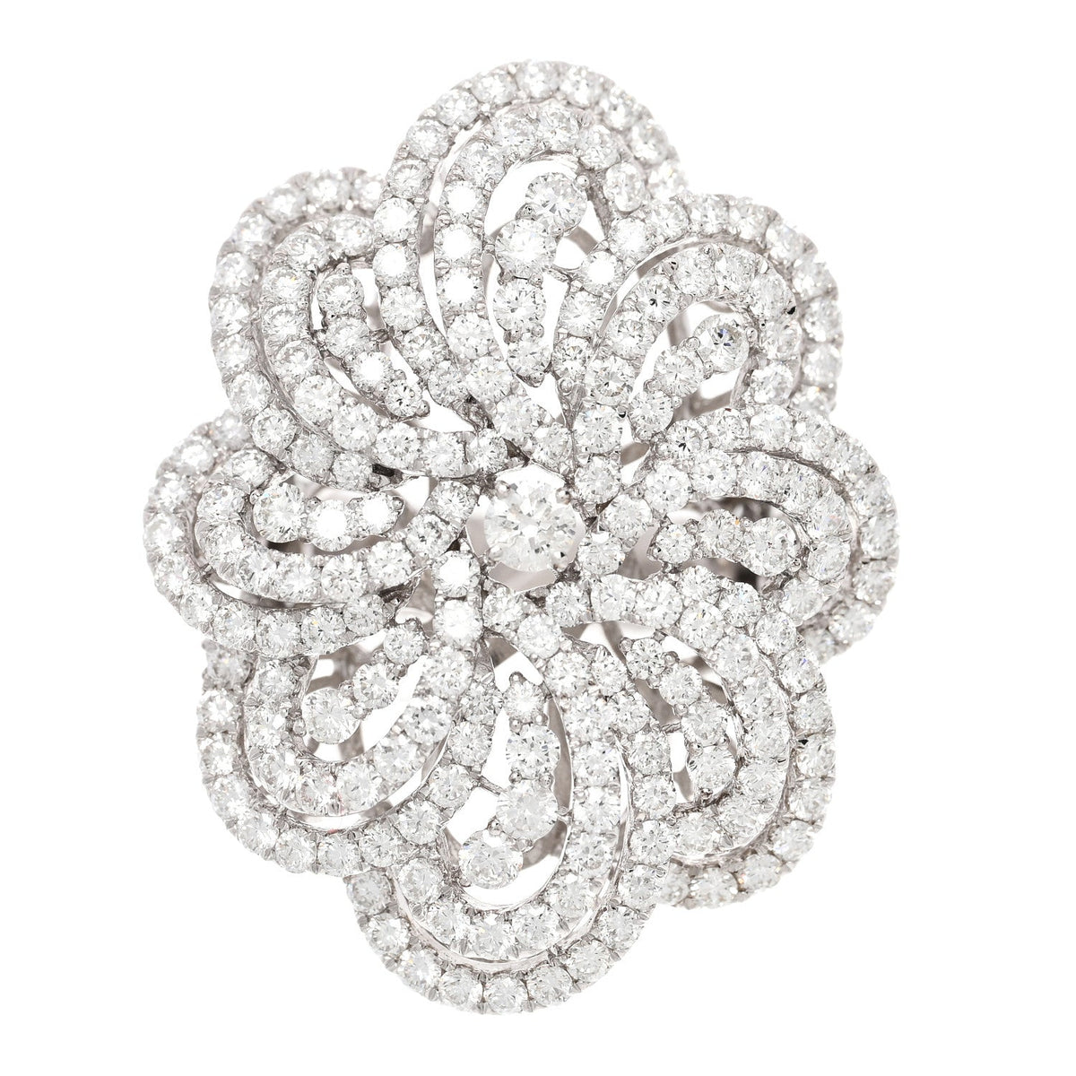 Parker & West by FASHIONPHILE18K White Gold Diamond 5.85ctw Flower Cocktail Ring 54 7