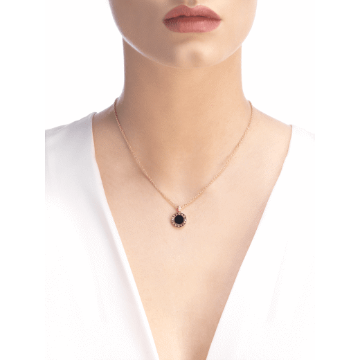18K Rose Gold Onyx Diamonds BVLGARI Necklace