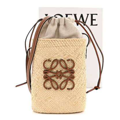 Loewe Calfskin Raffia Paulas Ibiza Square Bucket Bag Natural Tan 1958891