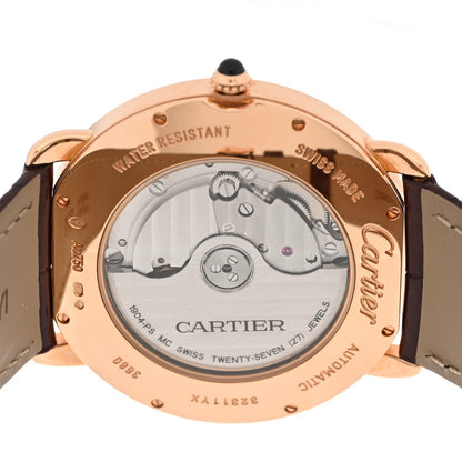 Cartier 18K Pink Gold Alligator 40mm Ronde Louis Automatic Watch Brown