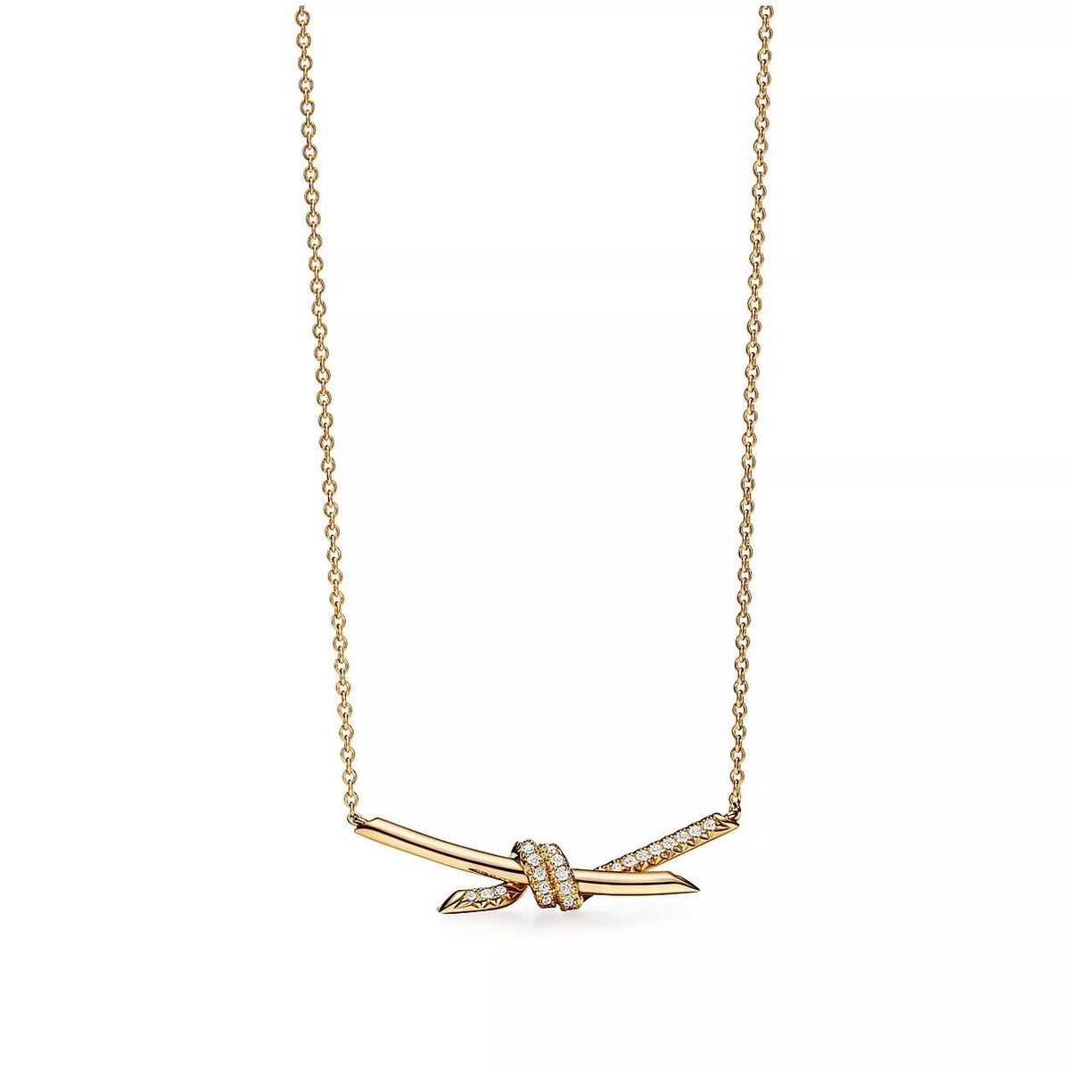 18K Gold Diamond Tiffany Knot Pendant