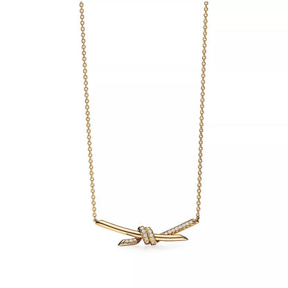 18K Gold Diamond Tiffany Knot Pendant