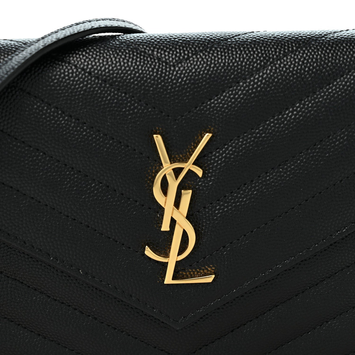 Saint Laurent Grain De Poudre Matelasse Monogram Chain Wallet Black