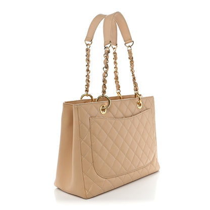 Chanel Caviar Quilted Grand Shopping Tote GST Beige