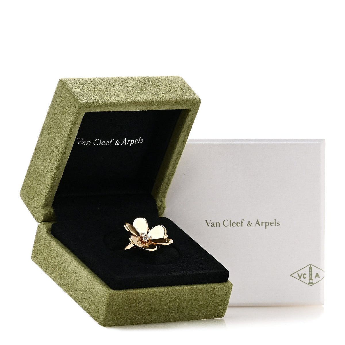 Van Cleef & Arpels 18K Yellow Gold Diamond Frivole Ring 54 7