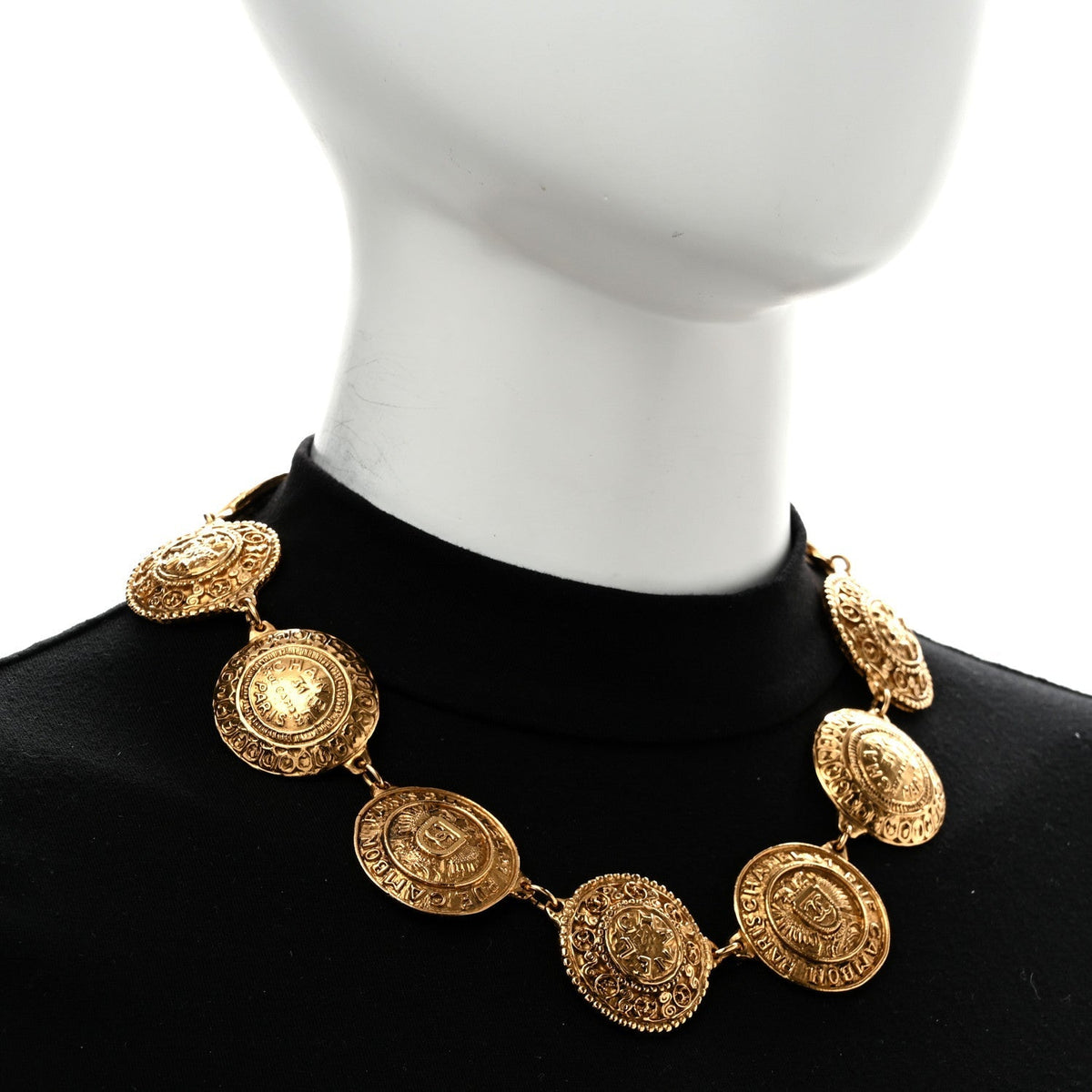 Chanel Metal CC Medallion Necklace Gold