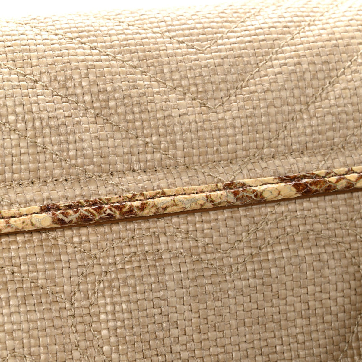 Gucci Raffia Elaphe Matelasse Small GG Marmont Shoulder Bag Natural Cream Brown