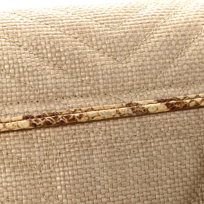 Gucci Raffia Elaphe Matelasse Small GG Marmont Shoulder Bag Natural Cream Brown