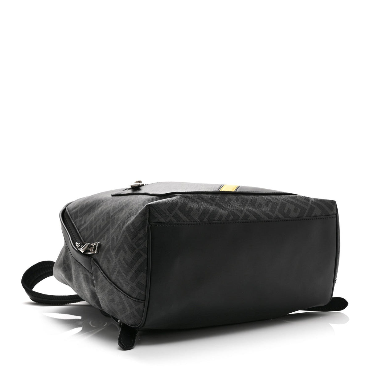 Fendi Glazed Fabric Vitello King FF 1974 Medium Chiodo Backpack Black Sunflower