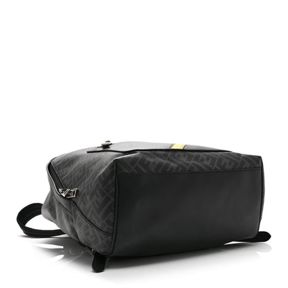 Fendi Glazed Fabric Vitello King FF 1974 Medium Chiodo Backpack Black Sunflower