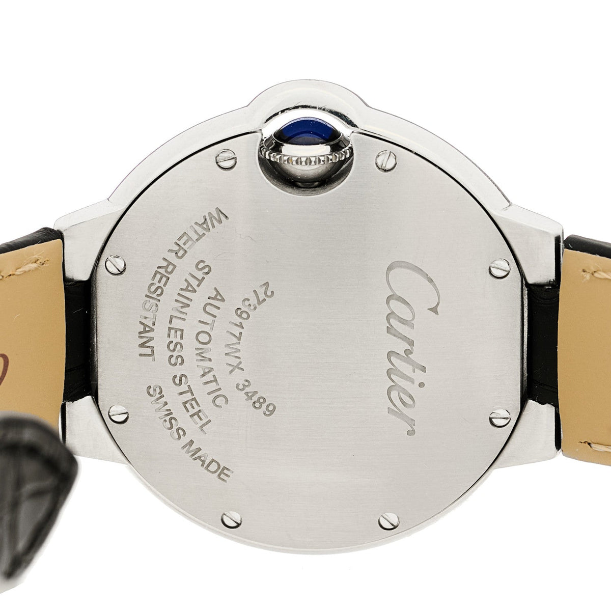 Cartier Stainless Steel Alligator 33mm Ballon Bleu De Cartier Watch