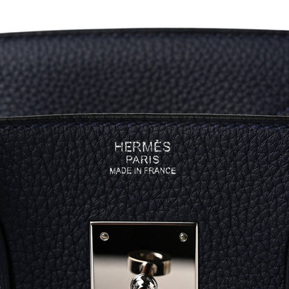 Hermes Togo Birkin Verso 30 Bleu Nuit Orange Poppy