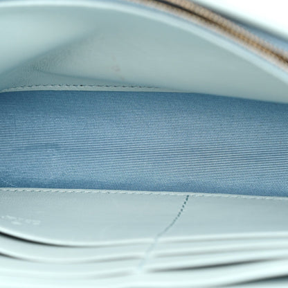 Gucci Calfskin Matelasse GG Marmont Chain Wallet Light Blue