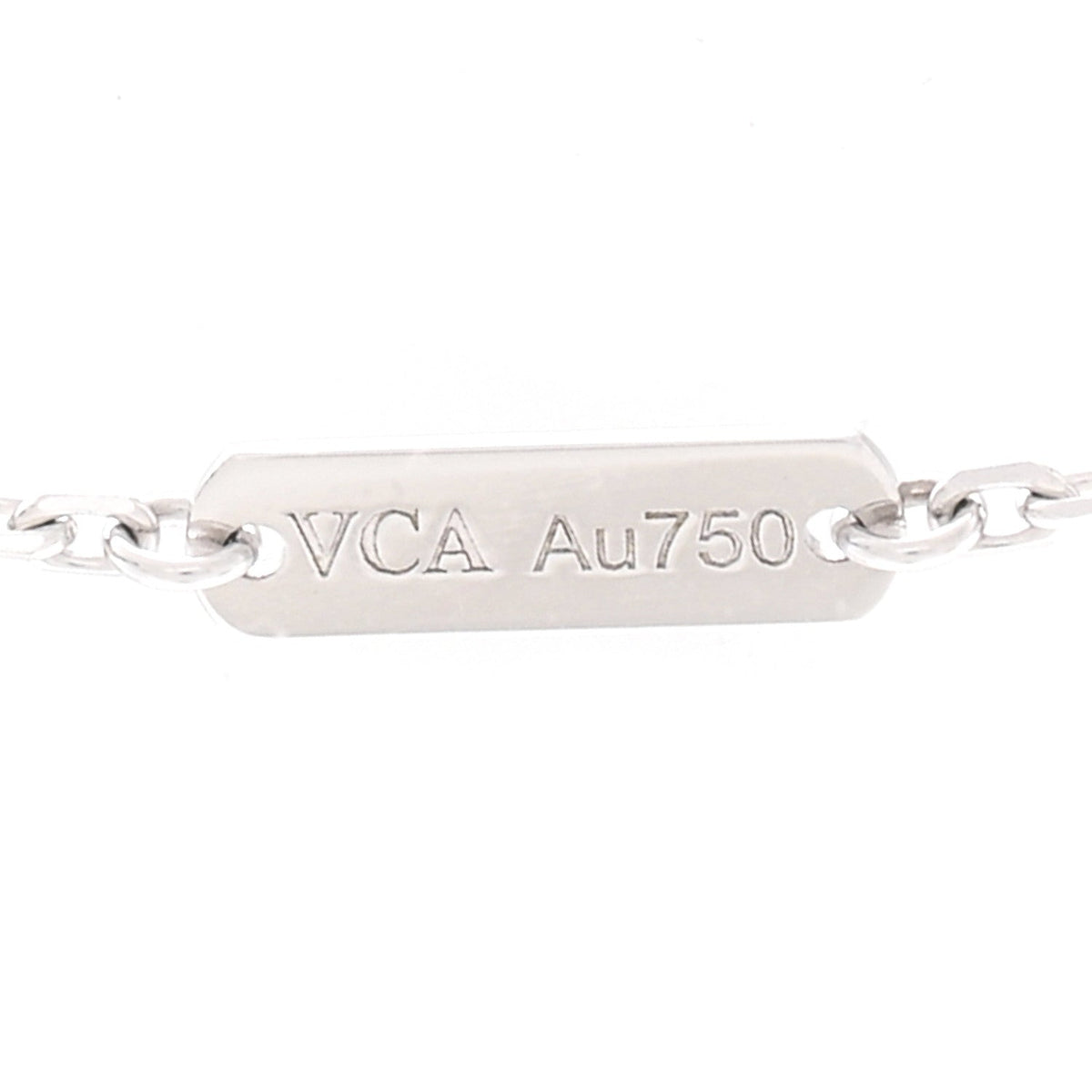 Van Cleef & Arpels 18K White Gold Guilloche Alhambra Pendant Necklace