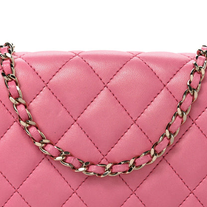 Chanel Lambskin Enamel Quilted Small Candy Hearts Flap Pink