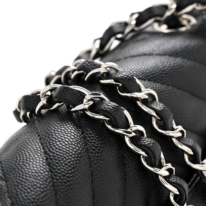 Chanel Caviar Chevron Quilted Mini Rectangular Flap Black