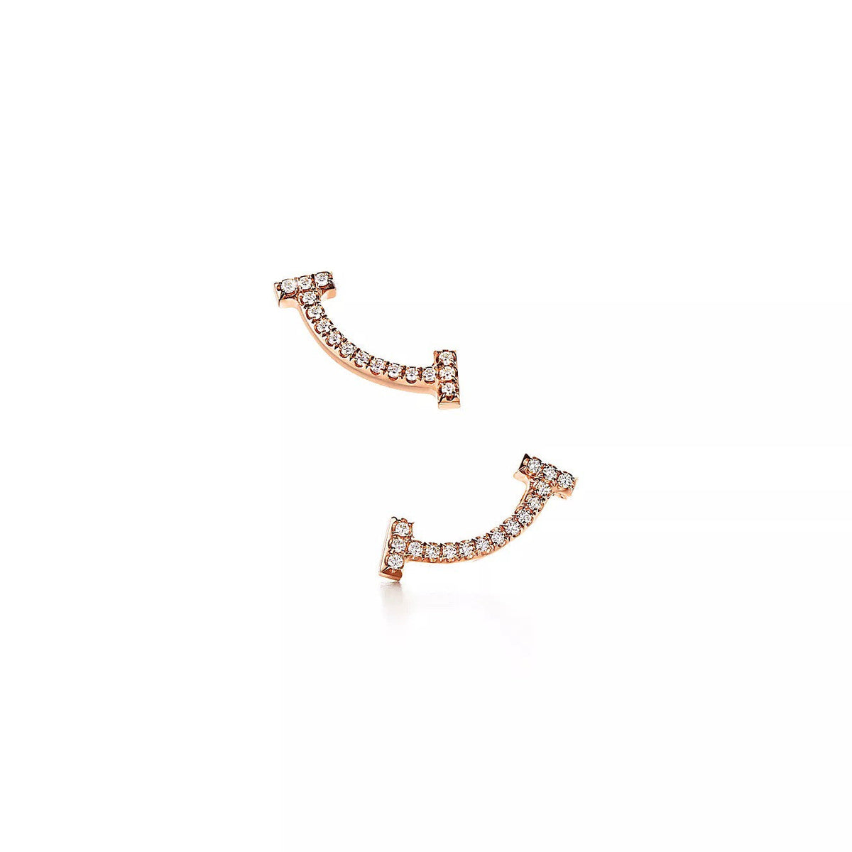 18K Gold Diamond Tiffany T Smile Earrings