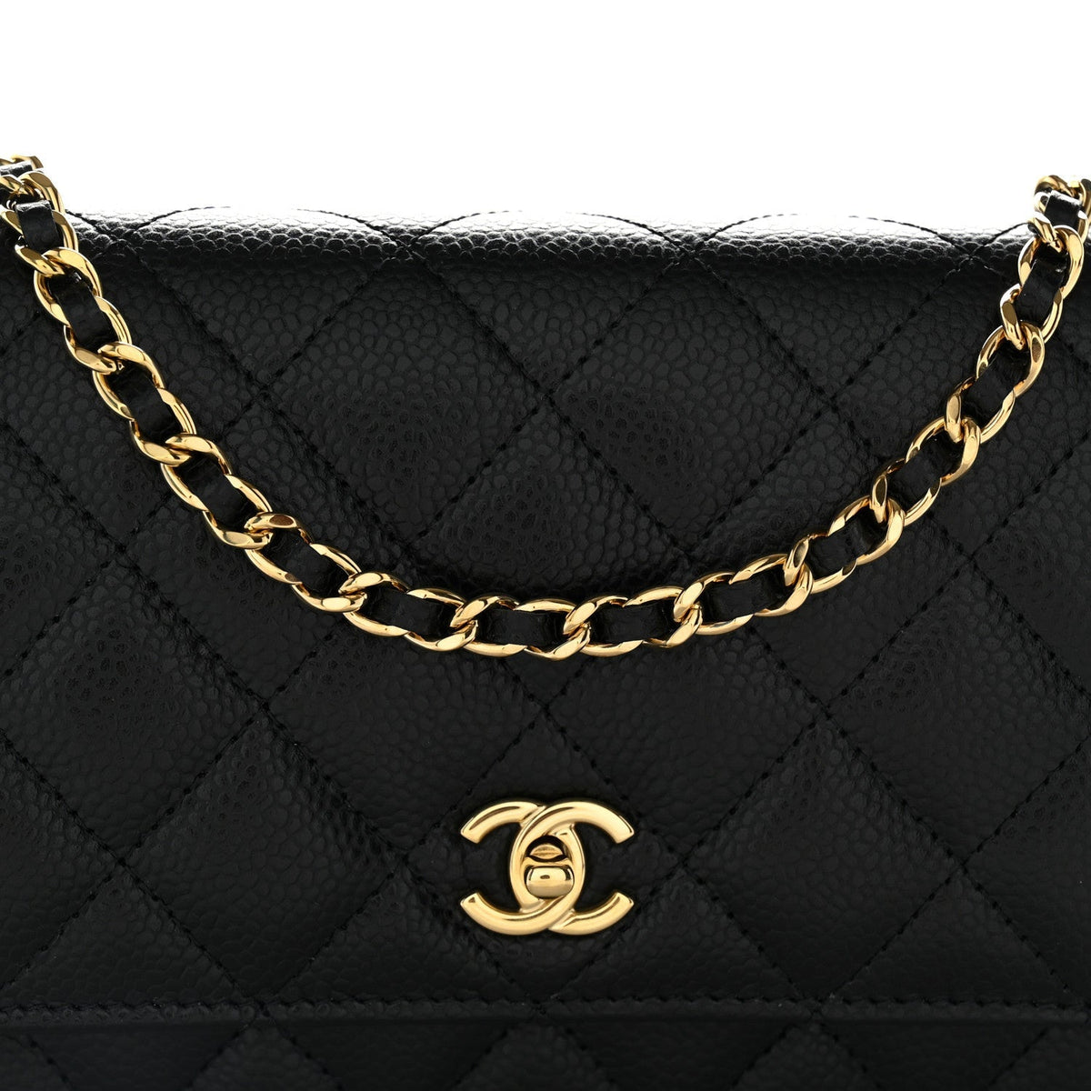 Chanel Caviar Quilted CC Turnlock Wallet On Chain WOC Black