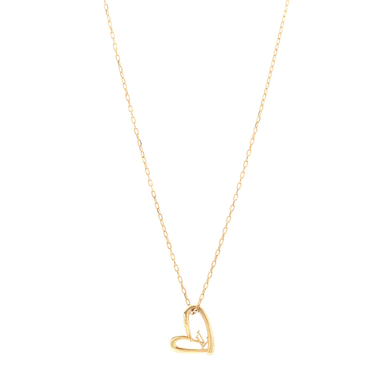 Louis Vuitton Metal Fall in Love Heart Pendant Necklace Gold