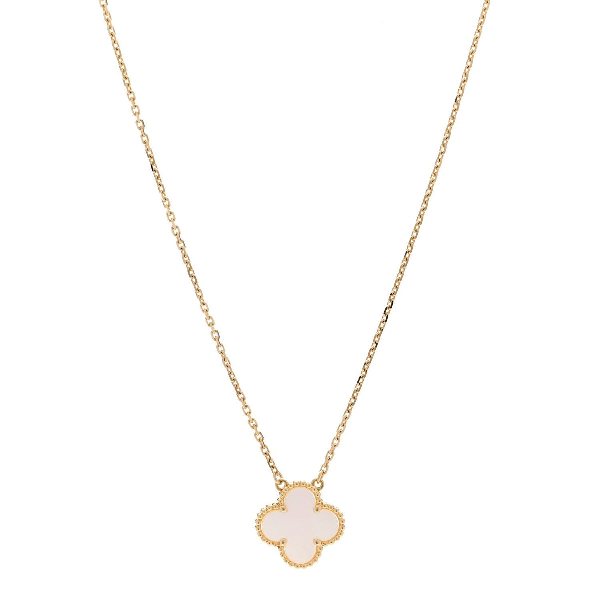 Van Cleef & Arpels 18K Yellow Gold Mother of Pearl Vintage Alhambra Pendant Necklace