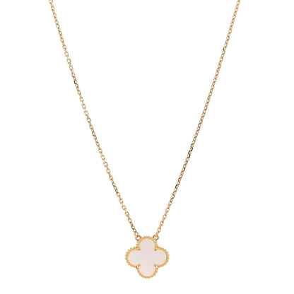 Van Cleef & Arpels 18K Yellow Gold Mother of Pearl Vintage Alhambra Pendant Necklace