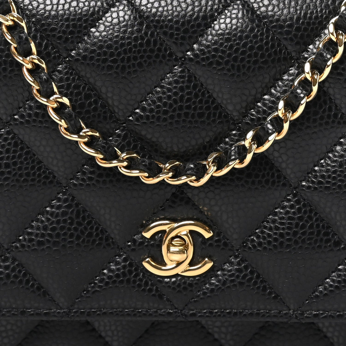 Chanel Caviar Quilted CC Turnlock Wallet On Chain Black 1987527