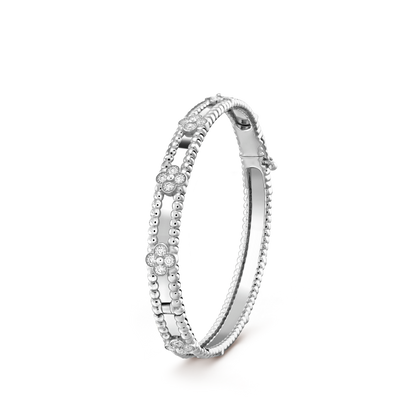 18K Gold Diamonds VCA Perlée Sweet Clovers Bracelet