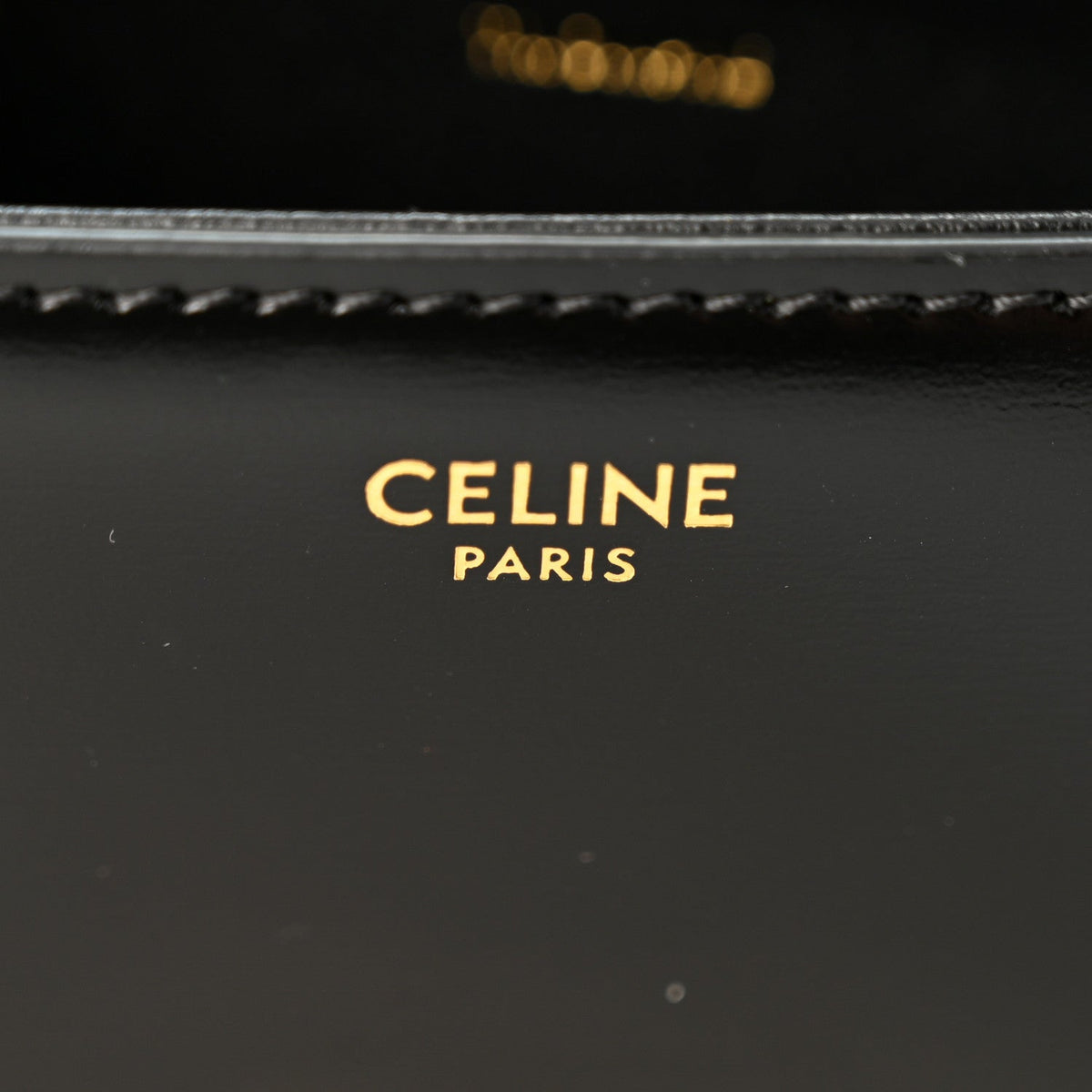 Celine Shiny Calfskin Triomphe Chain Shoulder Bag Black 1986036