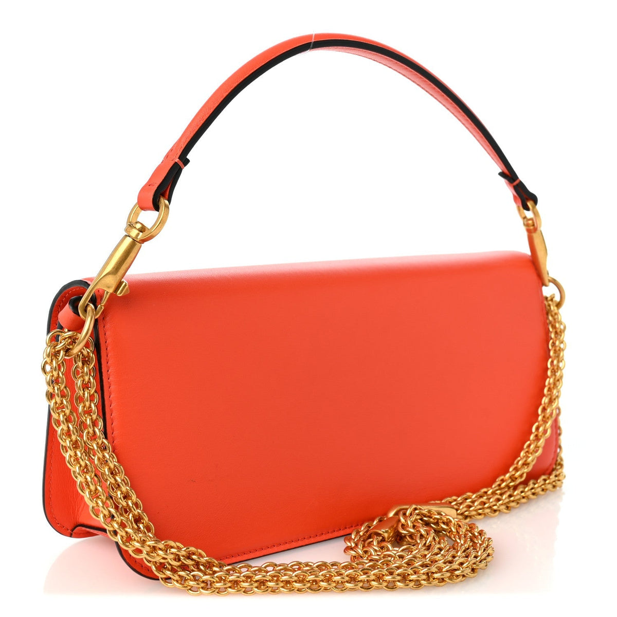 Valentino Garavani Calfskin Vlogo Loco Shoulder Bag Orange