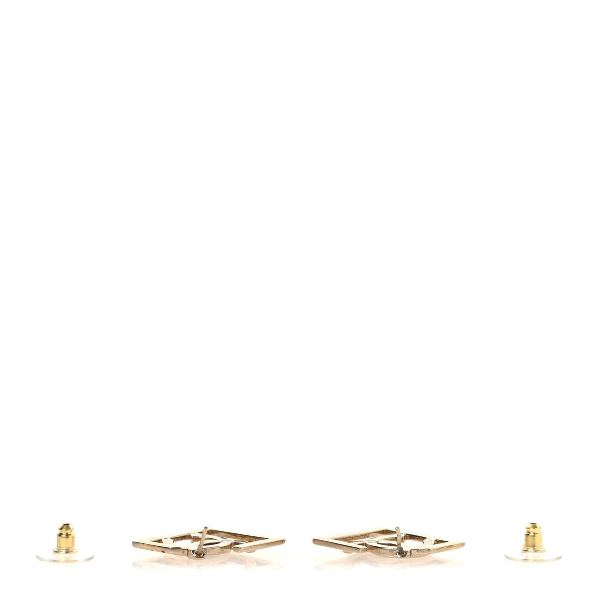 Chanel Metal Square Cutout CC Hoop Earrings Gold