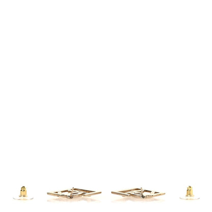 Chanel Metal Square Cutout CC Hoop Earrings Gold
