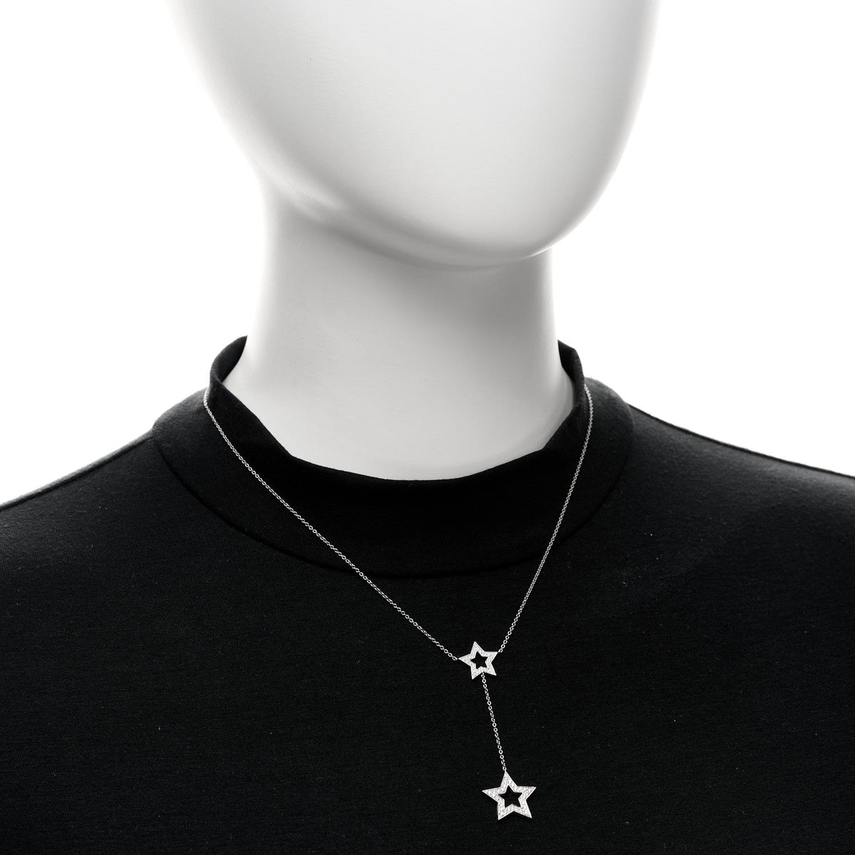 Platinum Diamond Star Lariat Necklace