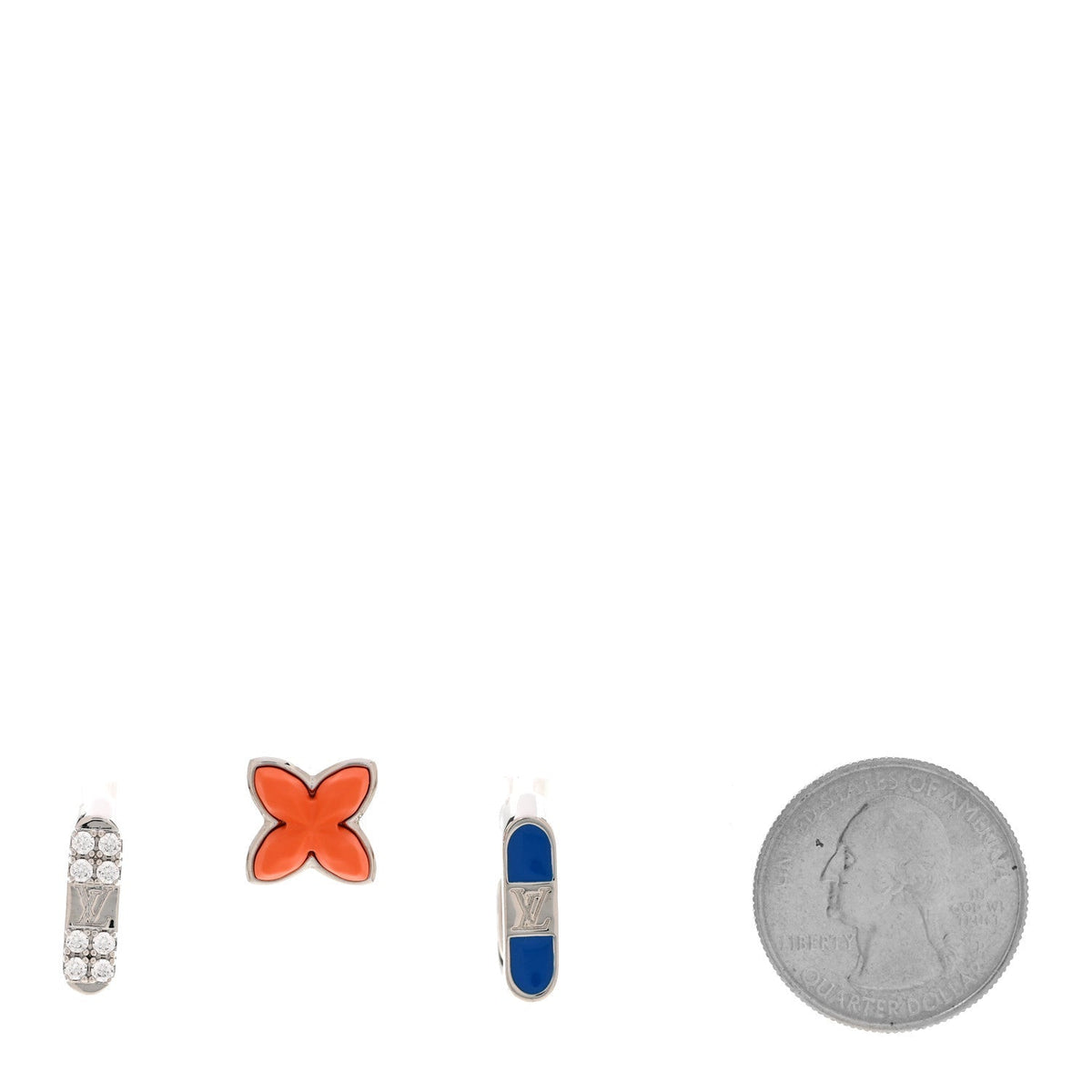 Louis Vuitton Metal Crystal Beads Earrings Set of 3 Multicolor