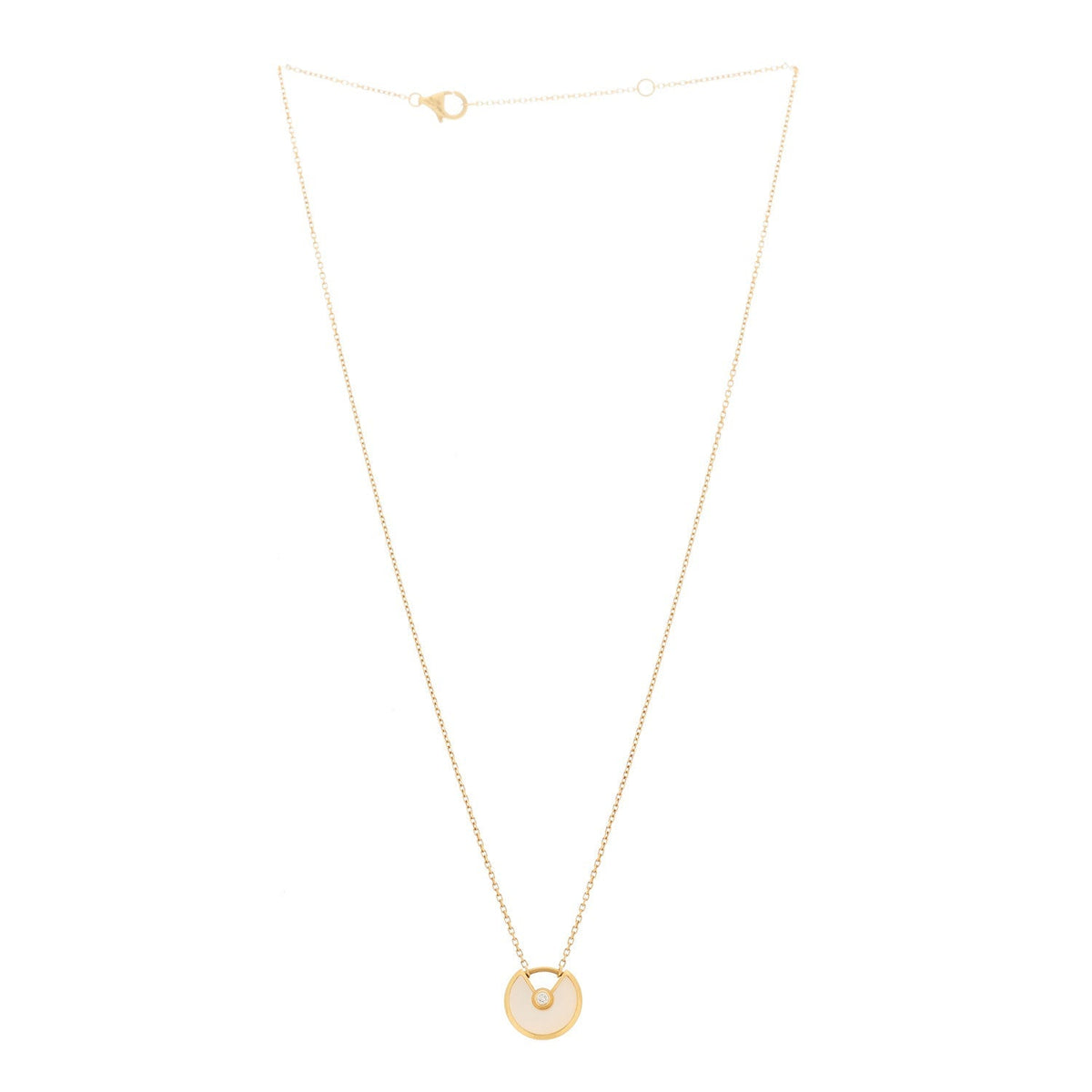 Cartier 18K Yellow Gold Diamond Mother of Pearl XS Amulette Pendant Necklace