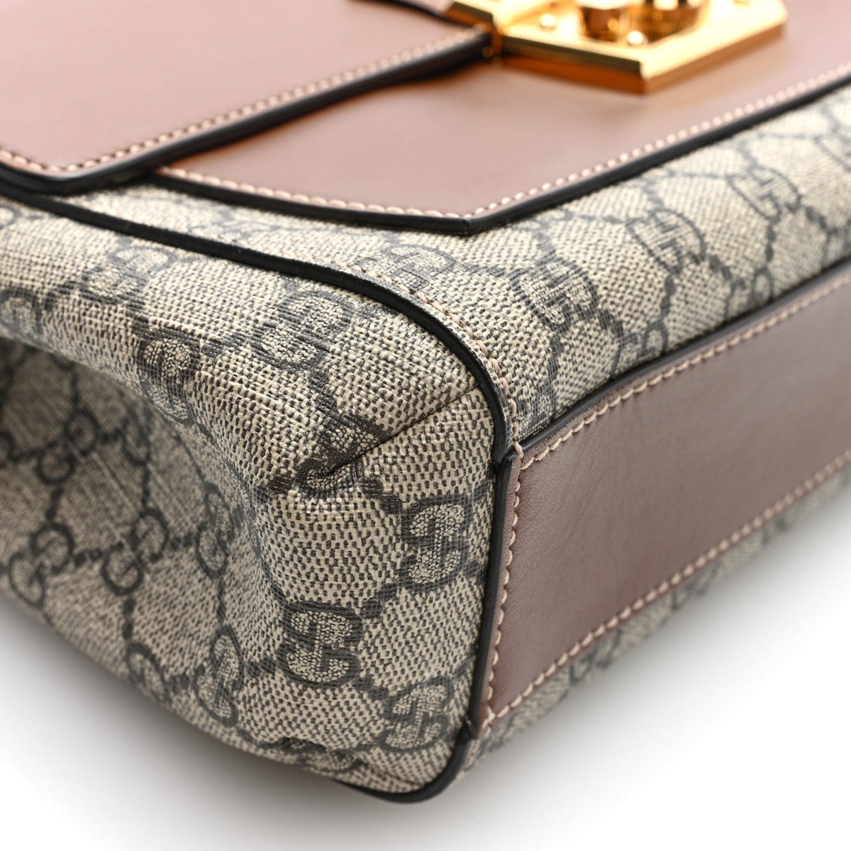 Gucci GG Supreme Calfskin Padlock Shoulder Bag Beige Cuir