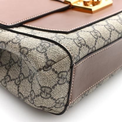 Gucci GG Supreme Calfskin Padlock Shoulder Bag Beige Cuir