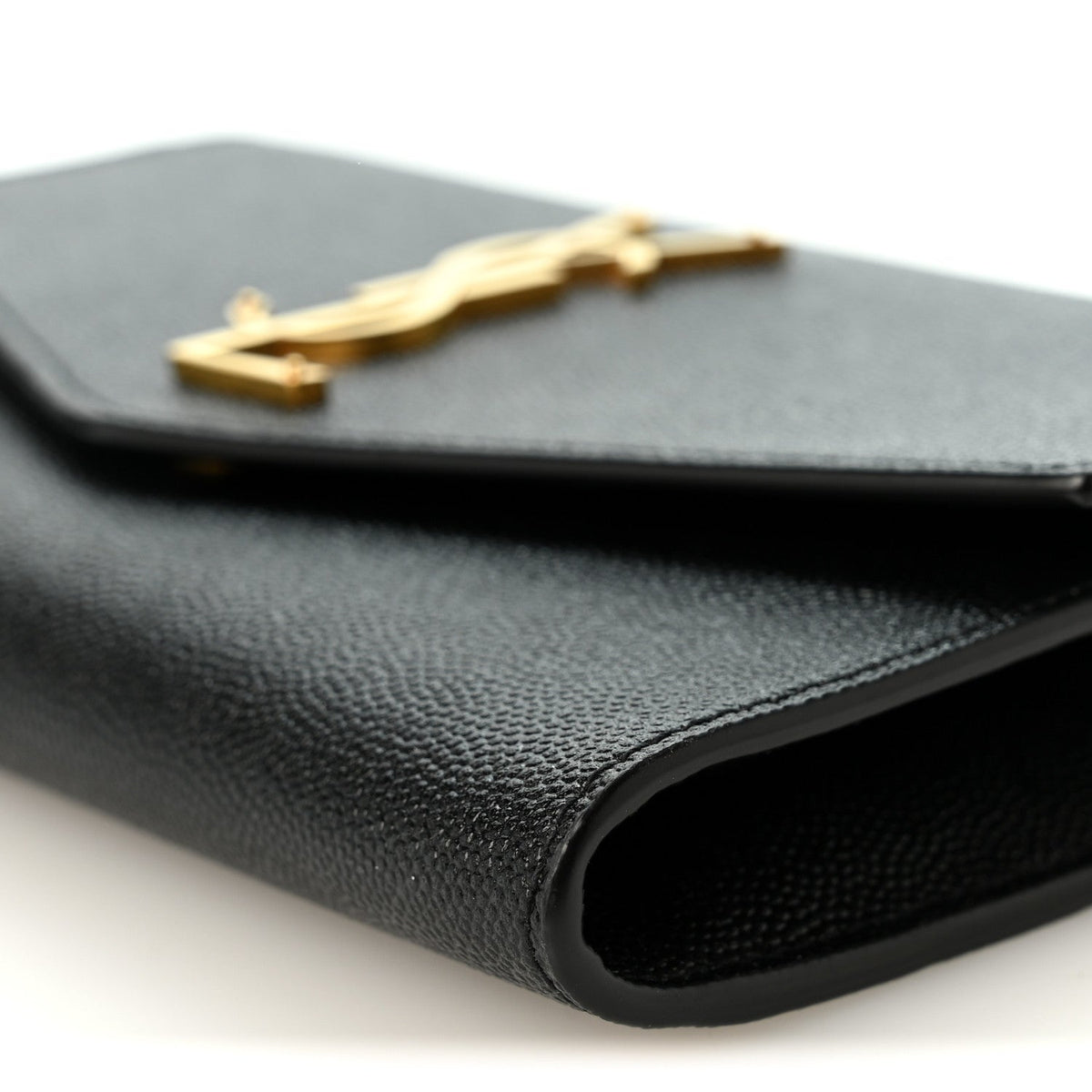 Saint Laurent Grain de Poudre Uptown Chain Wallet Black