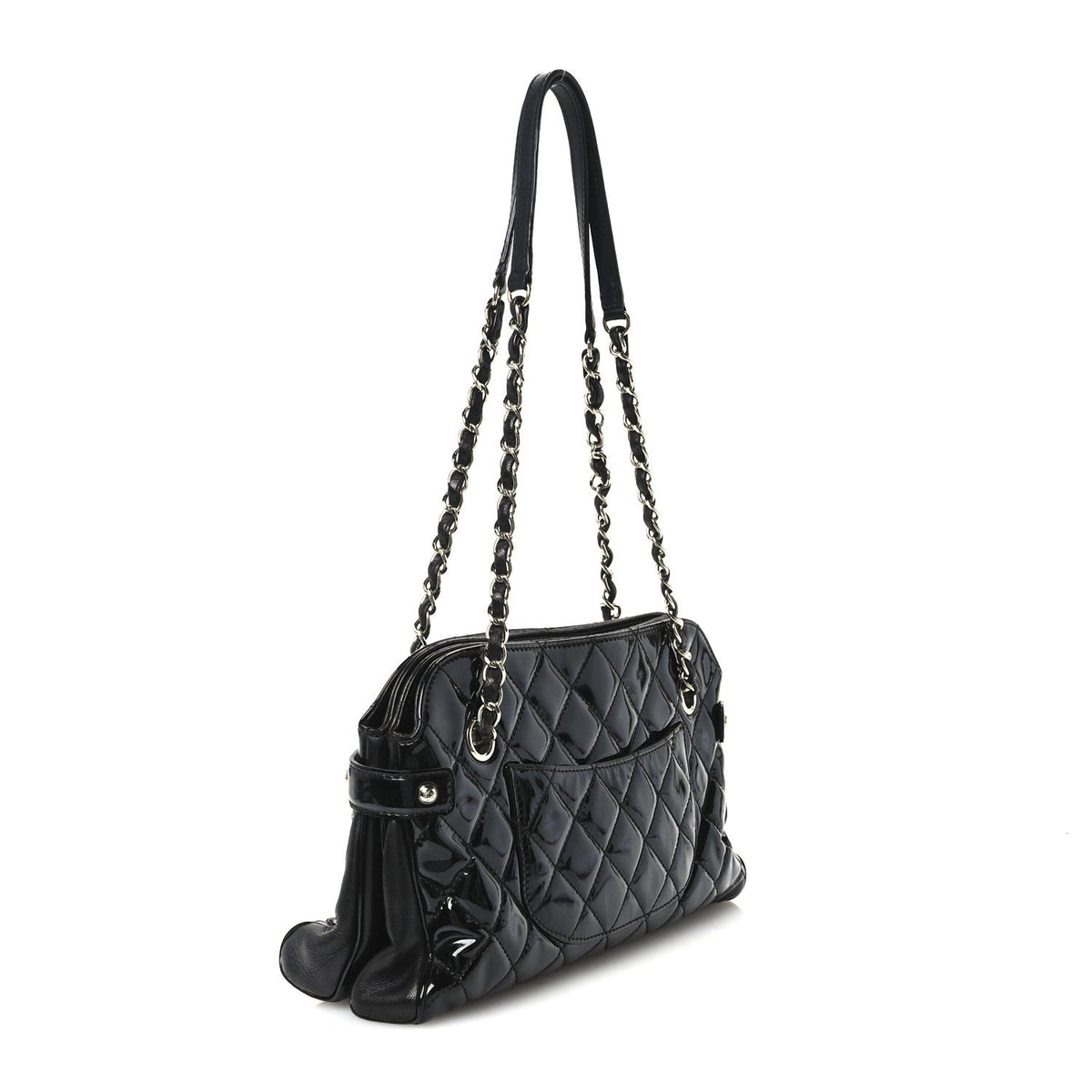 Chanel Patent Quilted Just Mademoiselle Bowling Bag Black 1986915