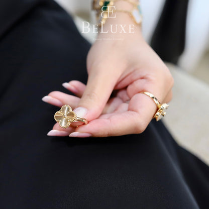 18K Yellow Gold Guilloche VCA Vintage Alhambra Ring