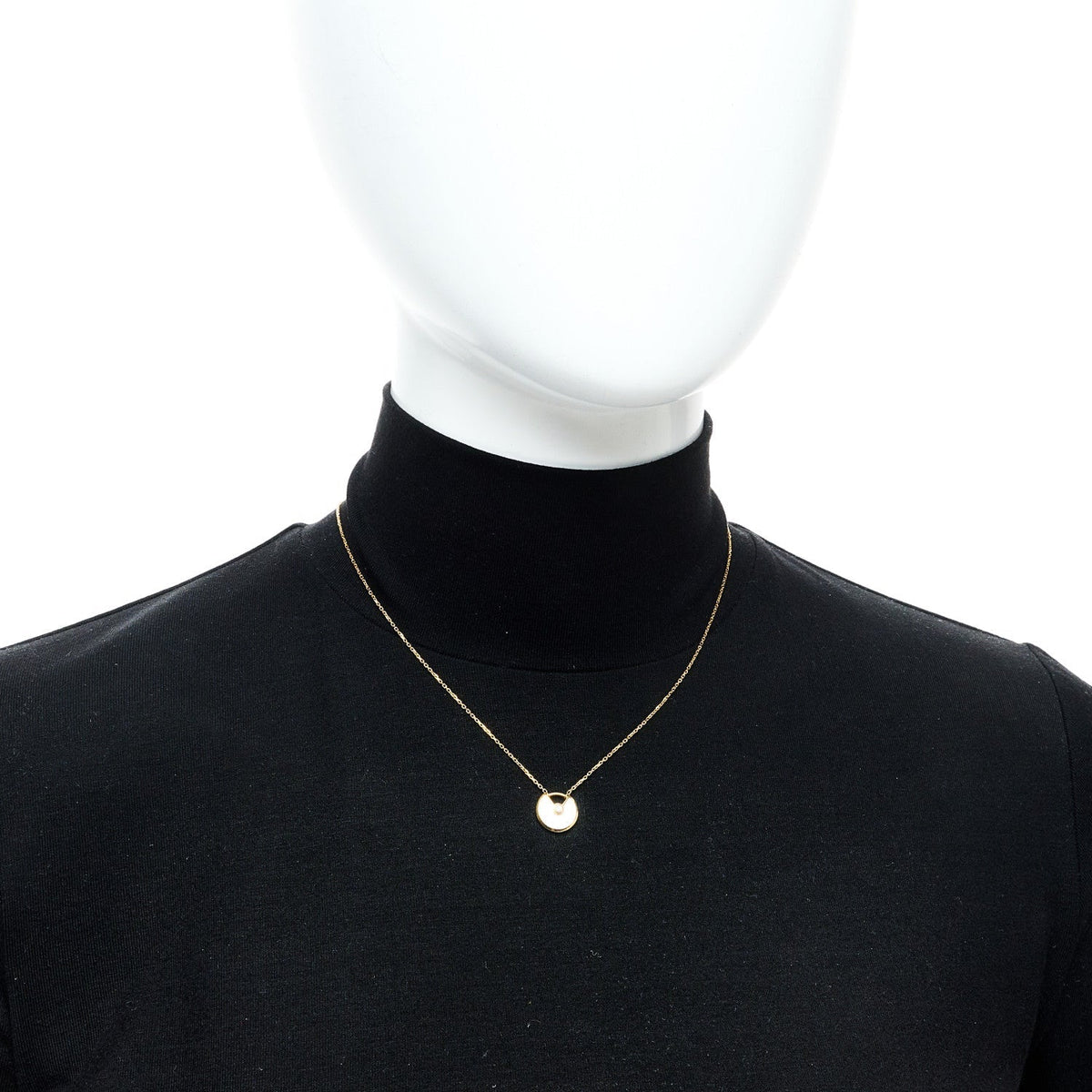 Cartier 18K Yellow Gold Diamond Mother of Pearl XS Amulette Pendant Necklace