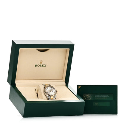 Rolex Stainless Steel 18K Yellow Gold Diamond 36mm Datejust Watch Silver 126233