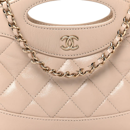 Chanel Shiny Lambskin Quilted Nano 31 Shopping Bag Beige