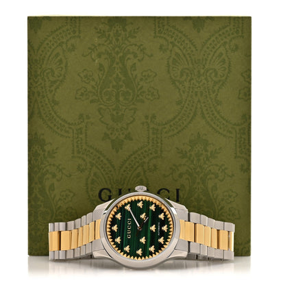 Gucci Stainless Steel Malachite 38mm G-Timeless Two Tone Bee Automatic Watch