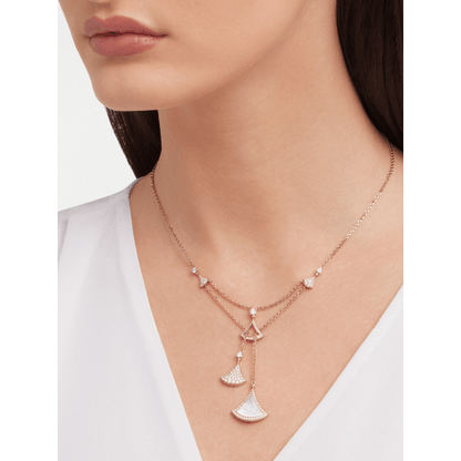 18K Rose Gold Diamond Mother of Pearl Divas' Dream Necklace